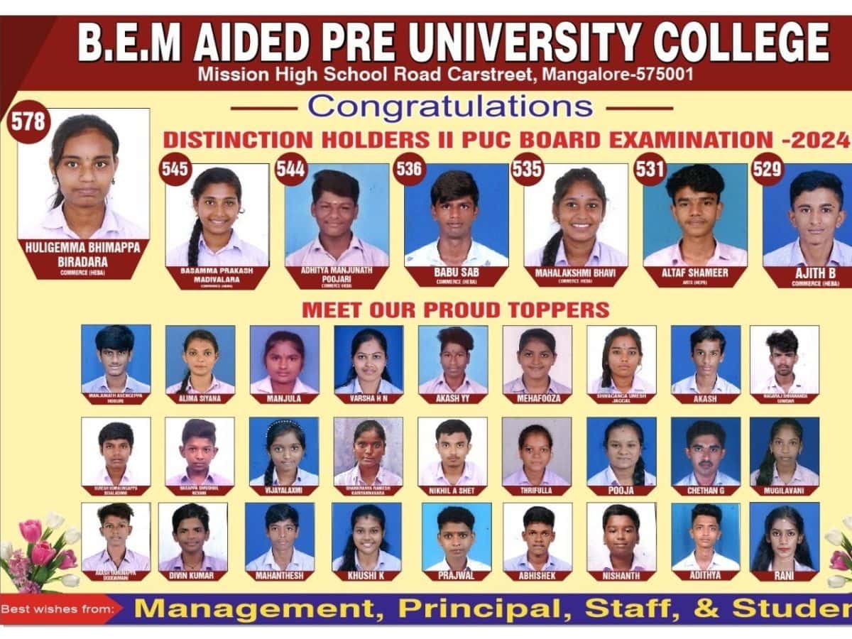 Distinction Holders in II PUC Board Examination 2024